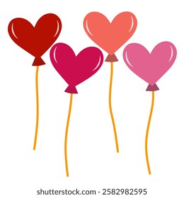 Red and Pink Heart-shaped balloons illustration.