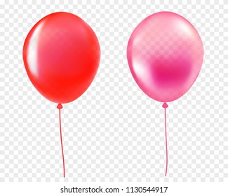 	
Red and pink helium balloon mini set  isolated on  transparent background. Vector illustration for your design.