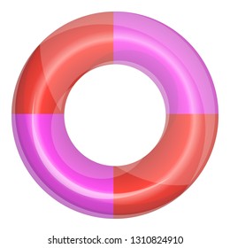 Red pink inflated ring icon. Cartoon of red pink inflated ring vector icon for web design isolated on white background