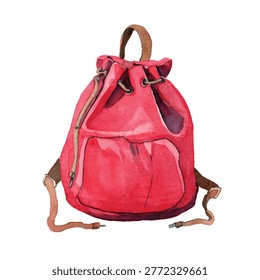 Red pink leather backpack purse