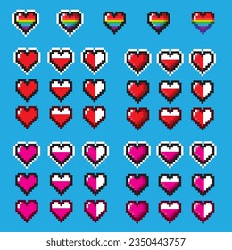 Red, pink and LGBT heart patterns, gender diversity, pixel style, creative printing, screen printing. Illustrations or background images of all kinds.
vector work type