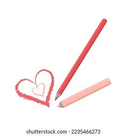 Red and pink lip pencils. vector illustration