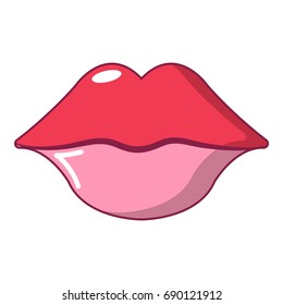Red pink lips icon. Cartoon illustration of red pink lips vector icon for web design