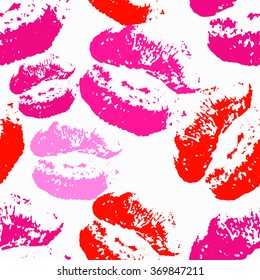 red and pink lips on a white background seamless pattern