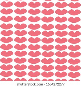 Red pink lips pattern in cartoon style. Seamless pattern vector illustration