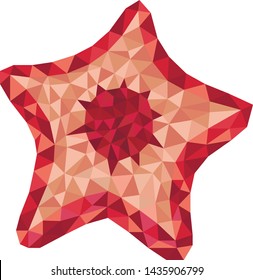 Red and pink low polygon sea starfish