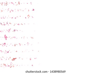 Red, pink and magenta flying musical notes isolated on white background. Contrast musical notation symphony signs, notes for sound and tune music. Vector symbols for melody recording, print and design