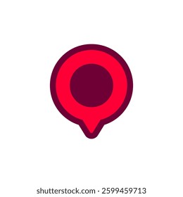 Red and pink map location pin icon with circular center for use in navigation and map applications.