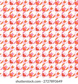 Rot und rosa moderne Hundestown Vektor nahtloses Muster, überprüfter Hintergrund für Stoff und Grafik-Design