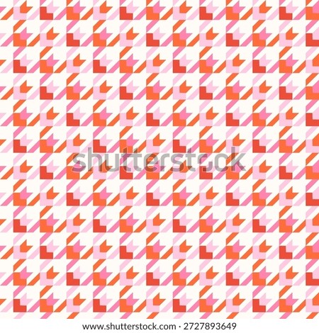 Red and pink modern houndstooth vector seamless pattern, checked background for fabric and graphic design