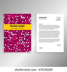 Red and pink noise circular polygonal elegant letterhead design template