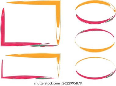 red pink orange colored abstract creative shapes frames set