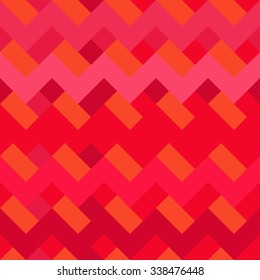 Red, pink and orange textured zigzag seamless pattern. Abstract geometric background for business brochures, cards, website templates. Vector chevron design. 70s motif, graphic art. EPS10 vector