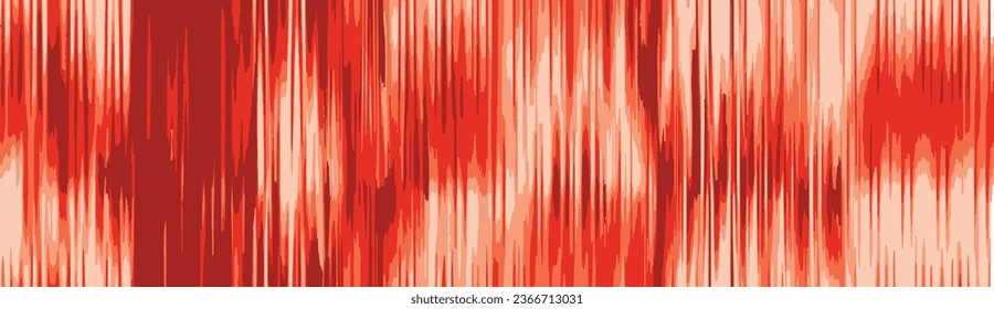 Red, pink, orange vertical thin stripe artistic dye stripe seamless pattern washed blurry wavy ikat seamless pattern.