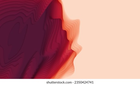 Red to pink paper layers. 3D abstract gradient papercut. Colorful origami shape concept
