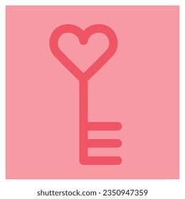 red pink pastel heart-shaped love key for valentine's day