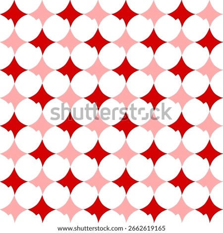red and pink plaid fabric texture, diamond and round dot checkerboard repeat pattern, replete image, design for fabric printing, rhombus, checkerboard