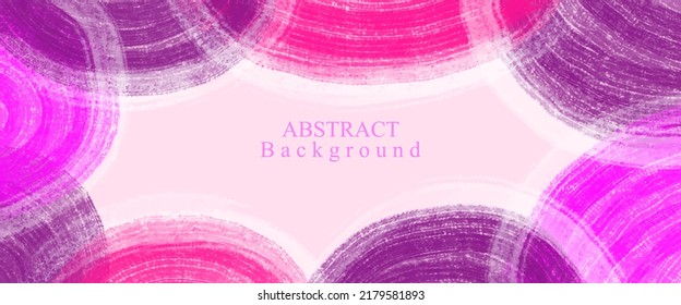 Roter, rosafarbener und violetter runder Hintergrund. Tapete-Design mit handgemalten Flecken. Vektorgrafik für Drucke, Cover-Hintergrund, Banner, Poster, Cover, Broschüren und Einladungskarten