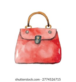 Red pink purse with leather handle