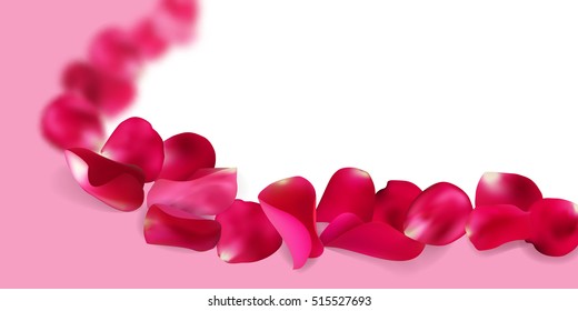 Red, pink rose petals background,  vector illustration.