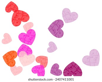 Red pink and rose scatter paper hearts confetti.  Cute Element of Design for Posters.