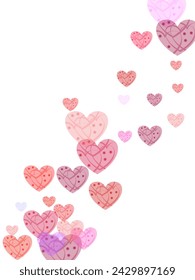 Red pink and rose scatter paper hearts confetti.   Vector illustration.