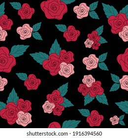 red and pink roses seamless pattern