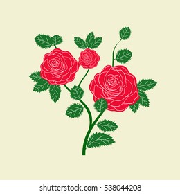 Red and pink roses. Vector illustration