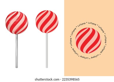 red and pink round lollipop candy.
3d vector illustration set,flat,logo.