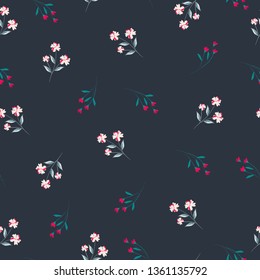red and pink seamless flowers pattern. Delicate petals and vibrant blossoms create an artistic and vintage botanical illustration. Perfect for wallpaper, fabric, wrapping paper and more.