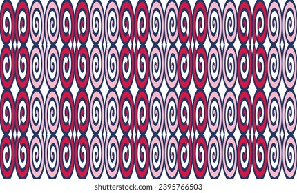 Red pink seamless pattern with circles, Fuzzy spin spiral block repeat seamless pattern, design for fabric print or wallpaper