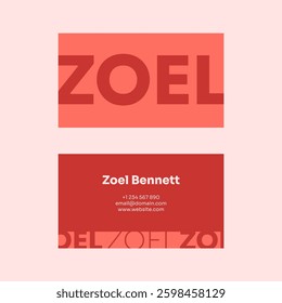 Red Pink Simple Modern Business Card Template