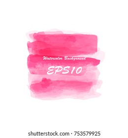 Red pink spring texture. Watercolor abstract colored background for text banner. Watercolour isolated vector illustration backdrop. Wet hand drawing splash spot poster frame.