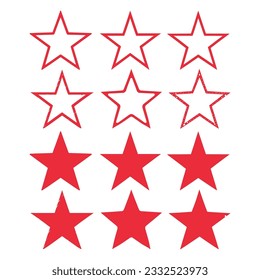 Red and Pink Star Shape Clipart Set, Flat Watercolor Stars Bundle, Isolated Star Icons, Decorative Star Shape Clip Ar, Hand Drown Doodle