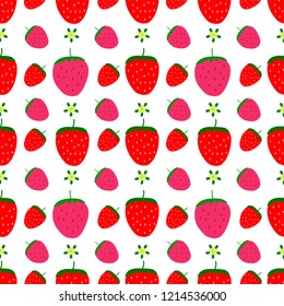 Red and Pink Strawberry seamless pattern vector illustration EPS10