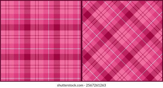 Red pink tone plaid seamless pattern vector. Background graphic tartan fashion design use for print, texture, cloth, fabric, flannel.