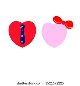 Red And Pink Two Heart , Men And Woman , Boy And Girl