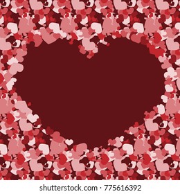 Red and pink valentine. Abstract pattern with hearts. Background with hearts. Colorful valentine.