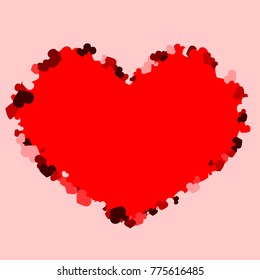 Red and pink valentine. Abstract pattern with hearts. Background with hearts. Colorful valentine.