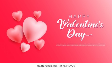 red and pink valentine background with 3d heart and love
