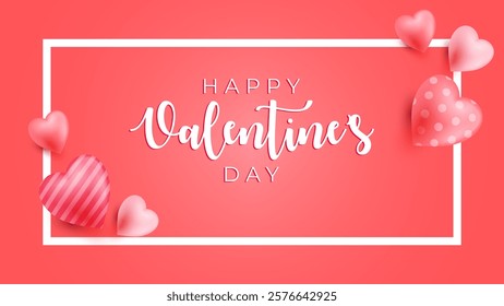 red and pink valentine background with 3d heart and love
