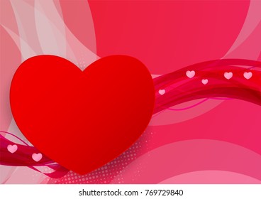 Red and Pink wave abstract vector with hearts shape, graphic design for Valentine's day
