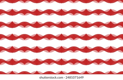 Red pink wave background illustration vector image, pink gradient curve horizontal strip row paper cut Thai traditional fabric patter