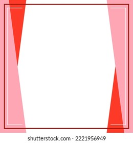 Red, pink and white background color with stripe line shape. Suitable for social media post and web internet ads. Template layout. Frame, boarder for text, picture, advertisement. Empty space. 