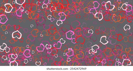 Red, pink and white flying hearts isolated on transparent background.  Heart confetti of Valentines petals falling on transparent background.