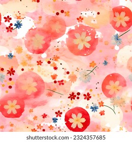 Red Pink White French Grey Japanese Cherry Blossoms Sakura Kimono Yukata Seamless Pattern Wallpaper Background