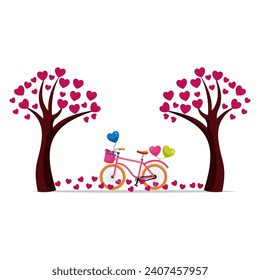 Red, pink and white hearts with golden confetti isolated on transparent background. Vector illustration.