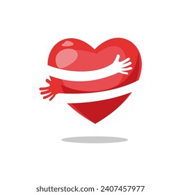 Red, pink and white hearts with golden confetti isolated on transparent background. Vector illustration.
