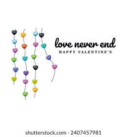 Red, pink and white hearts with golden confetti isolated on transparent background. Vector illustration.