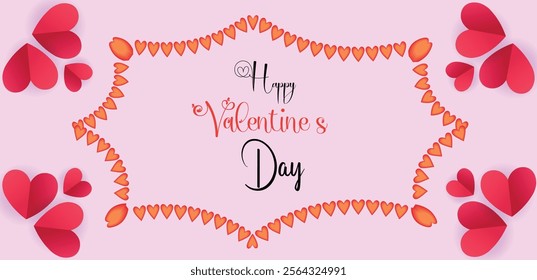 Red, pink and white hearts with golden confetti isolated on transparent background. Vector illustration. Paper cut decorations for Valentine's day design